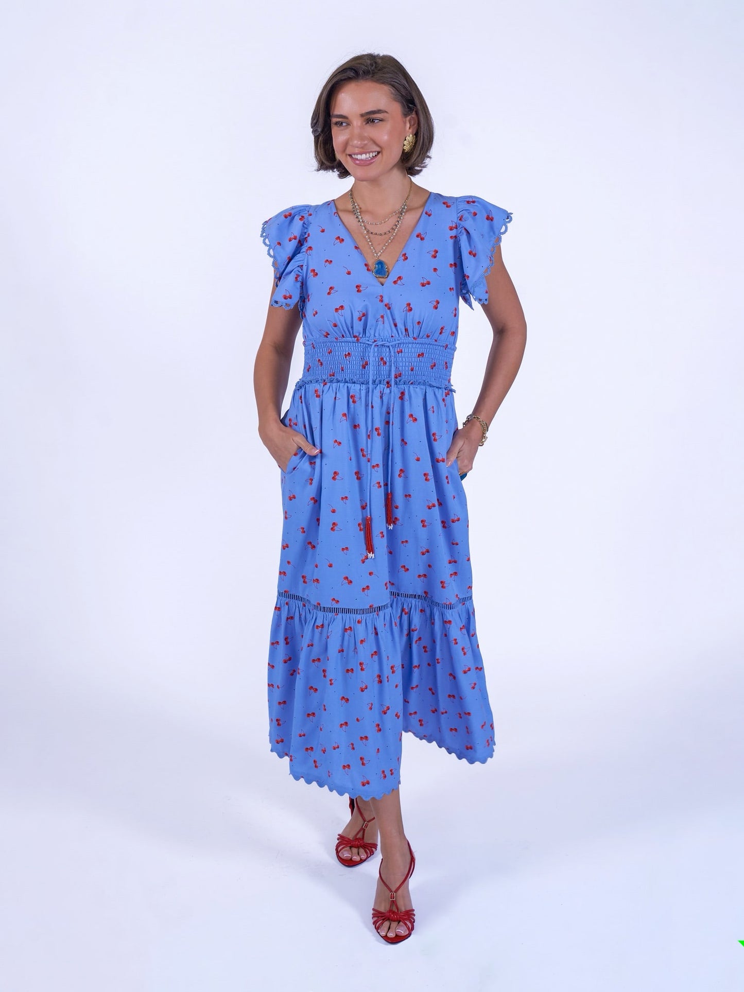 'MISHA' DRESS IN BLUE CHERRY