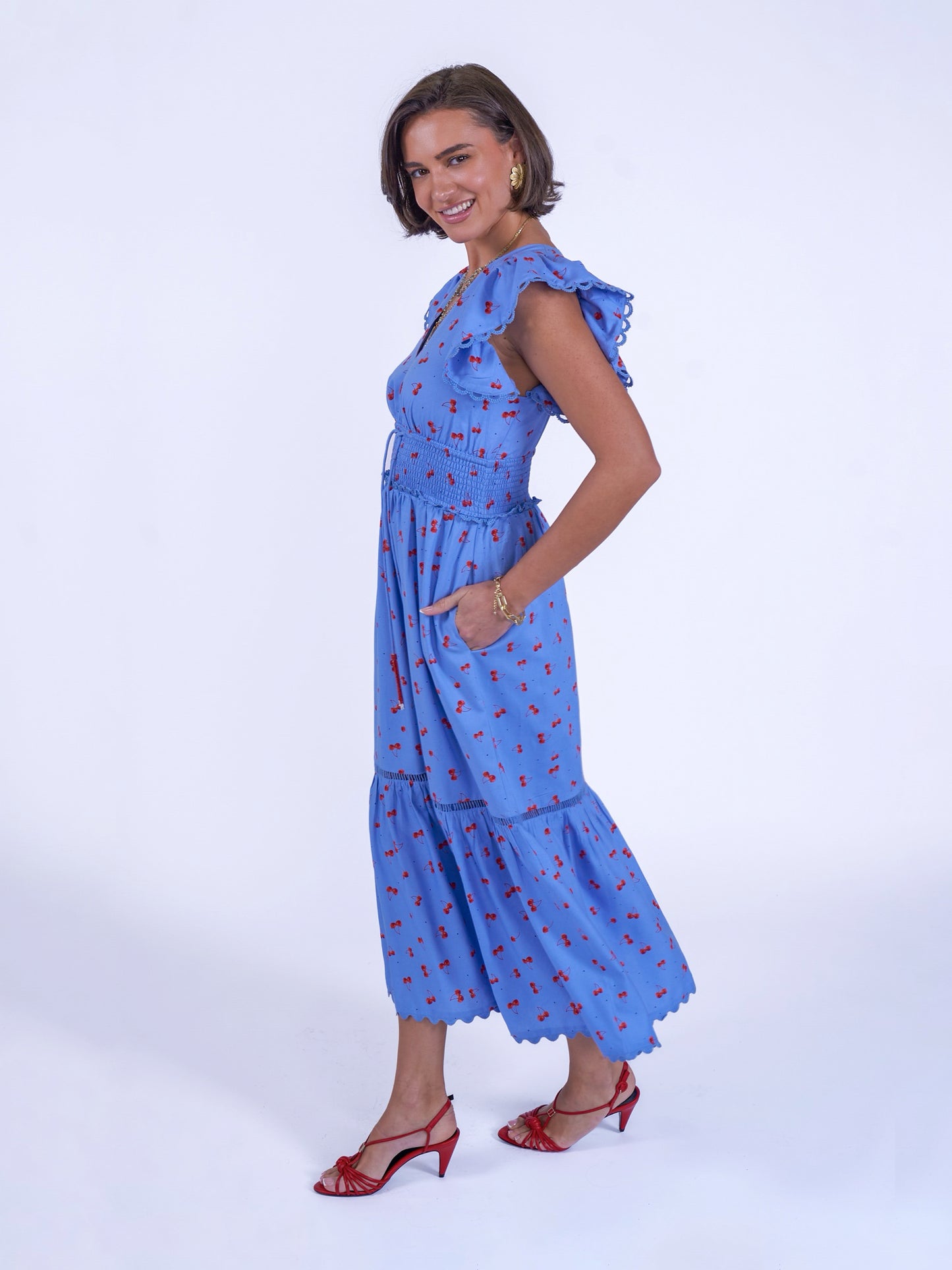 'MISHA' DRESS IN BLUE CHERRY