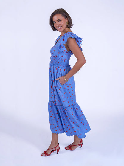 'MISHA' DRESS IN BLUE CHERRY