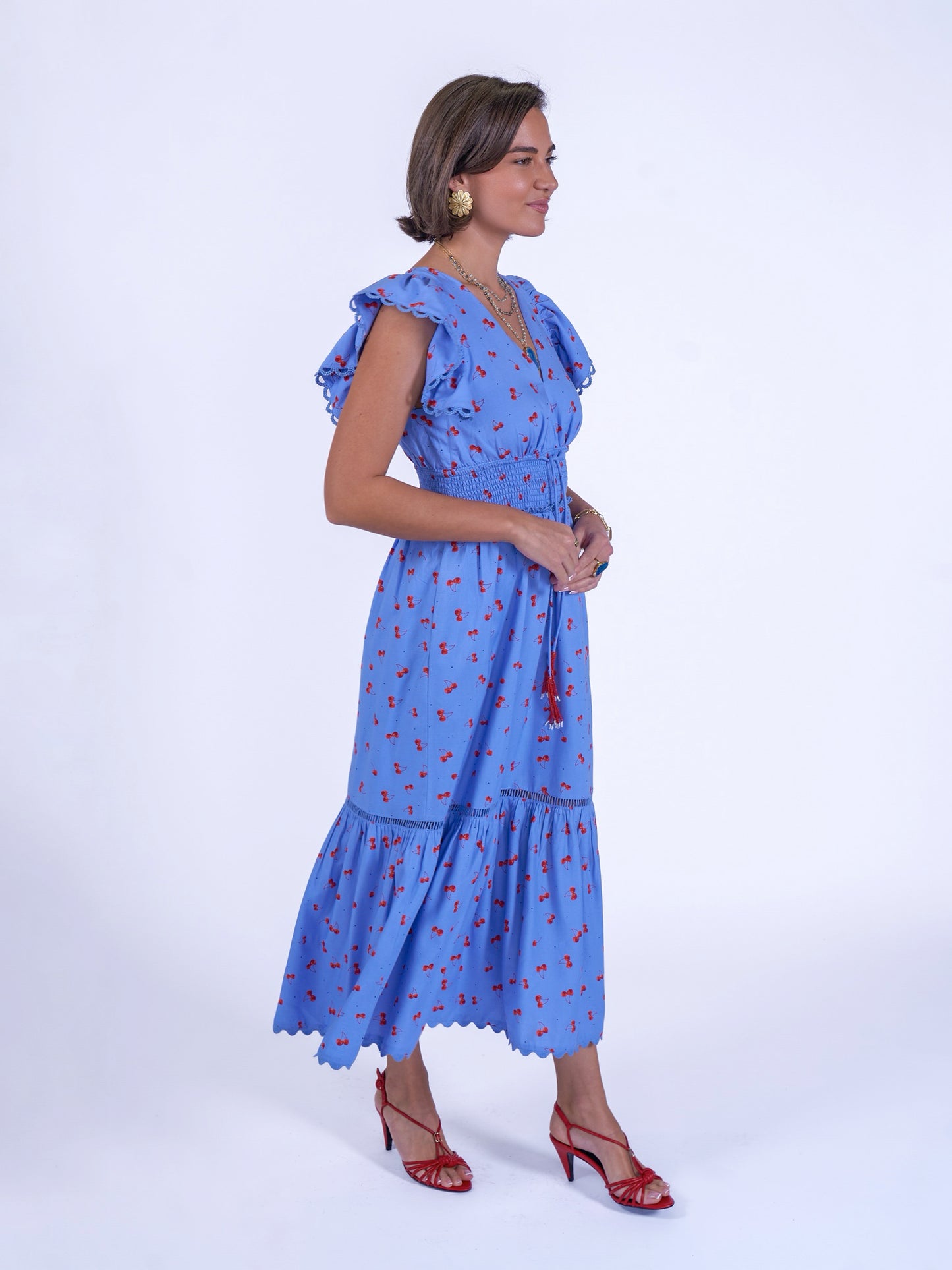 'MISHA' DRESS IN BLUE CHERRY