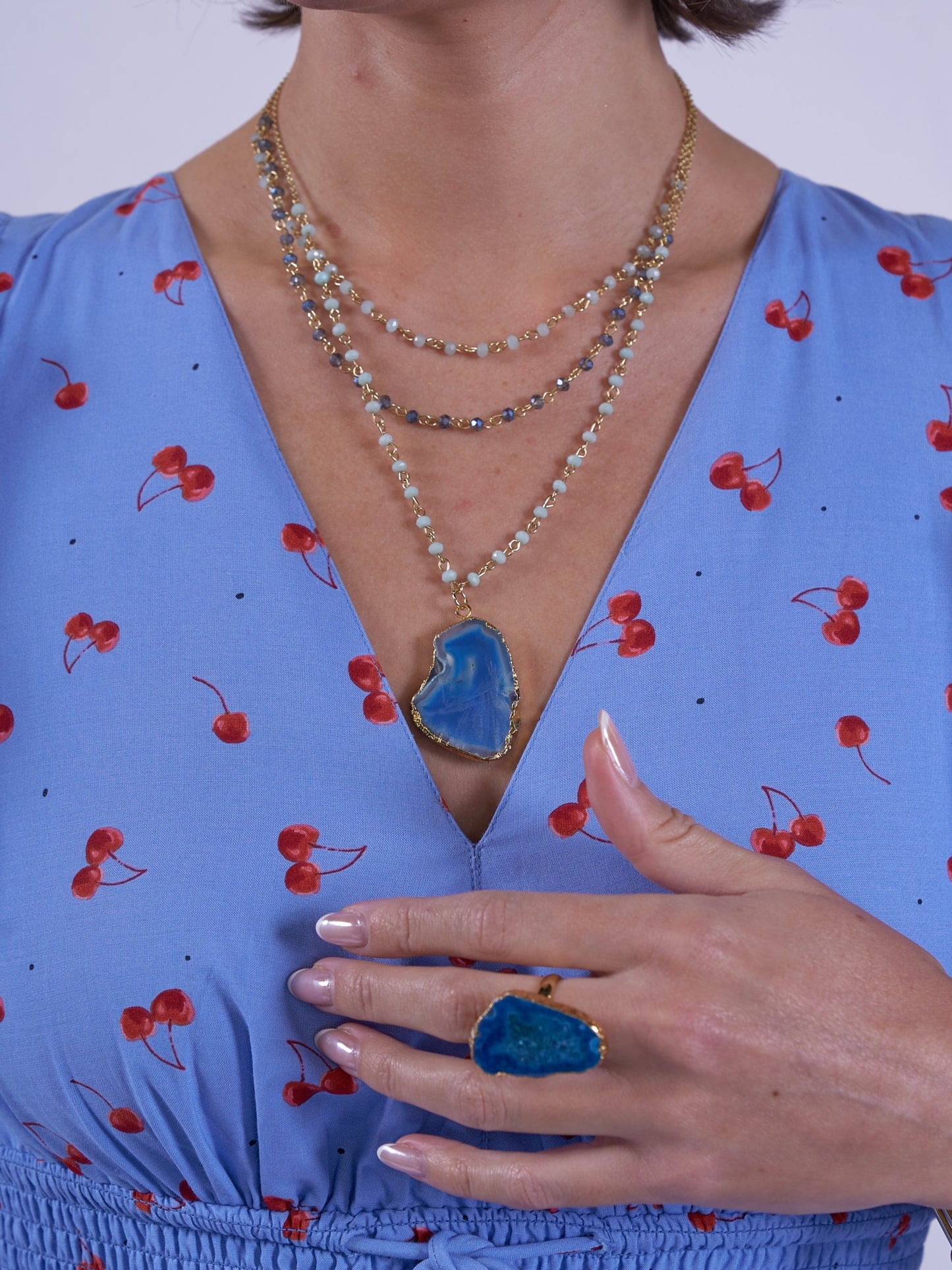 'MISHA' DRESS IN BLUE CHERRY