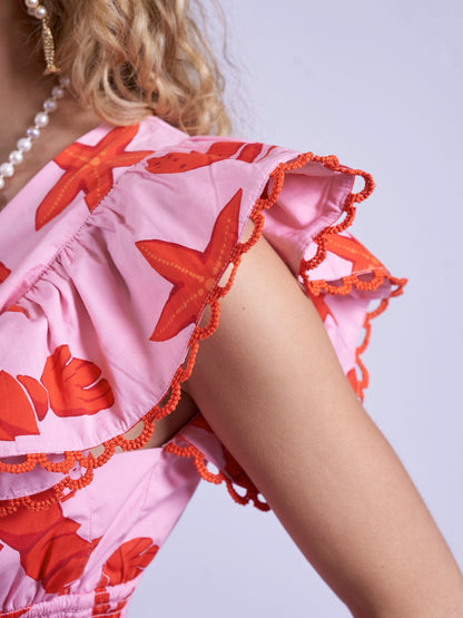 'MISHA' DRESS IN LOBSTER & STARFISH