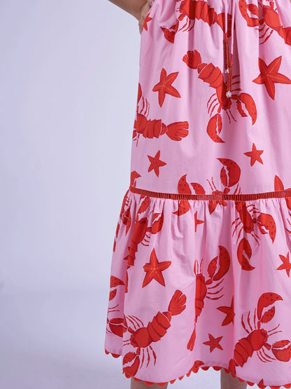 'MISHA' DRESS IN LOBSTER & STARFISH
