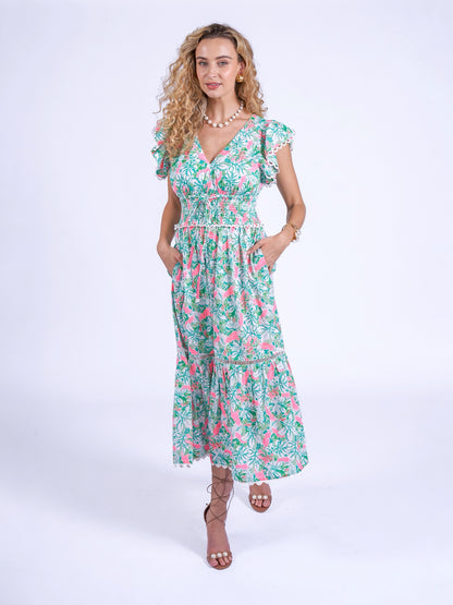 'MISHA' DRESS IN PINK PARROT