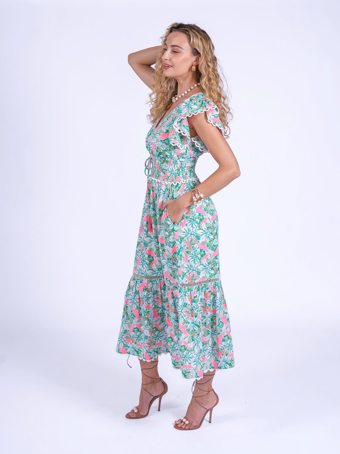 'MISHA' DRESS IN PINK PARROT