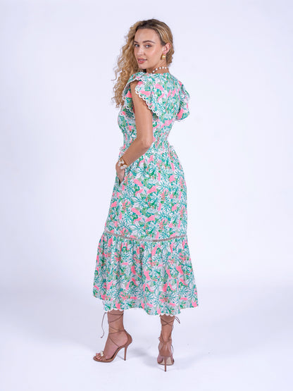 'MISHA' DRESS IN PINK PARROT