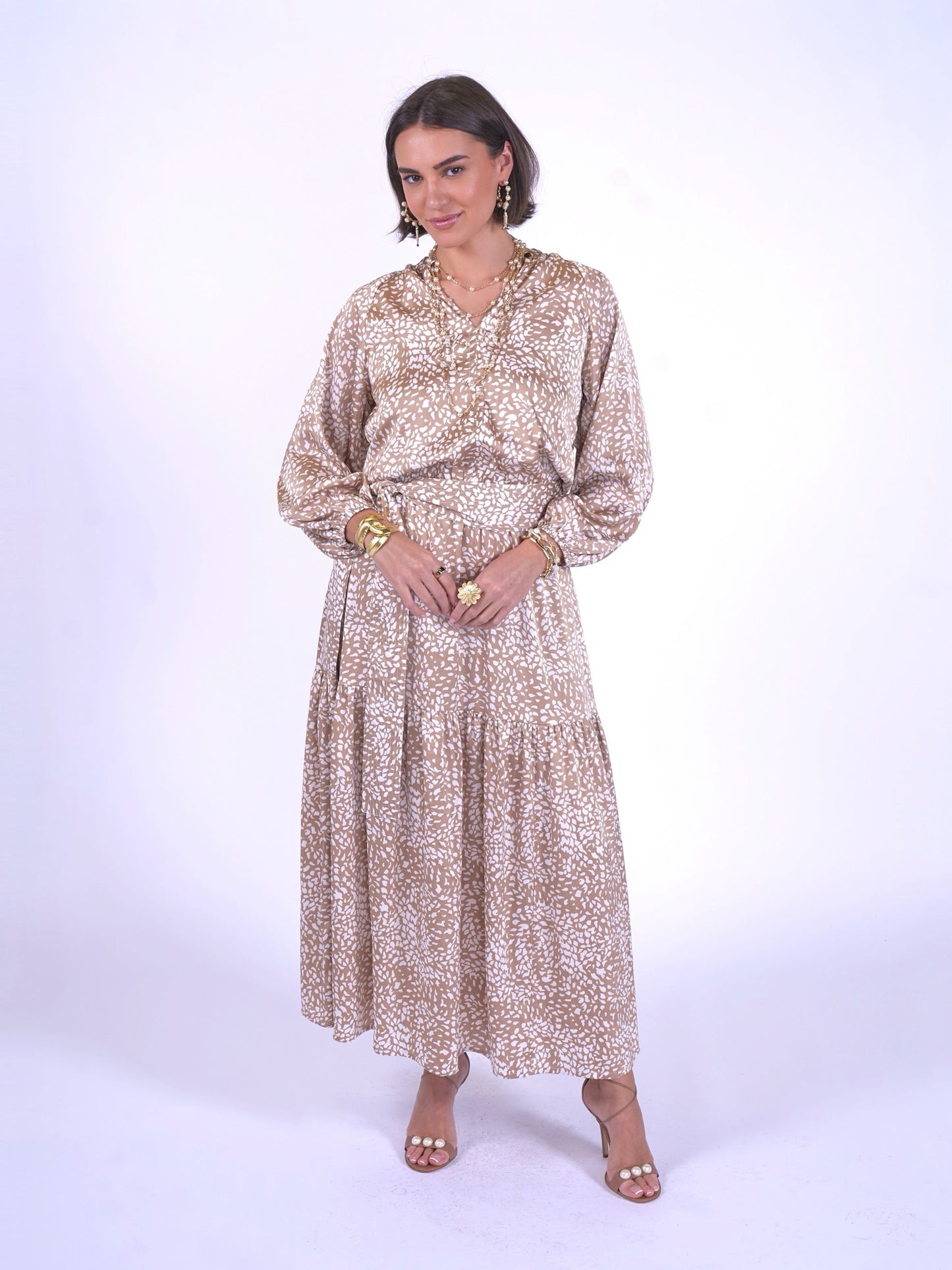 'MONACO' DRESS SNOW LEOPARD