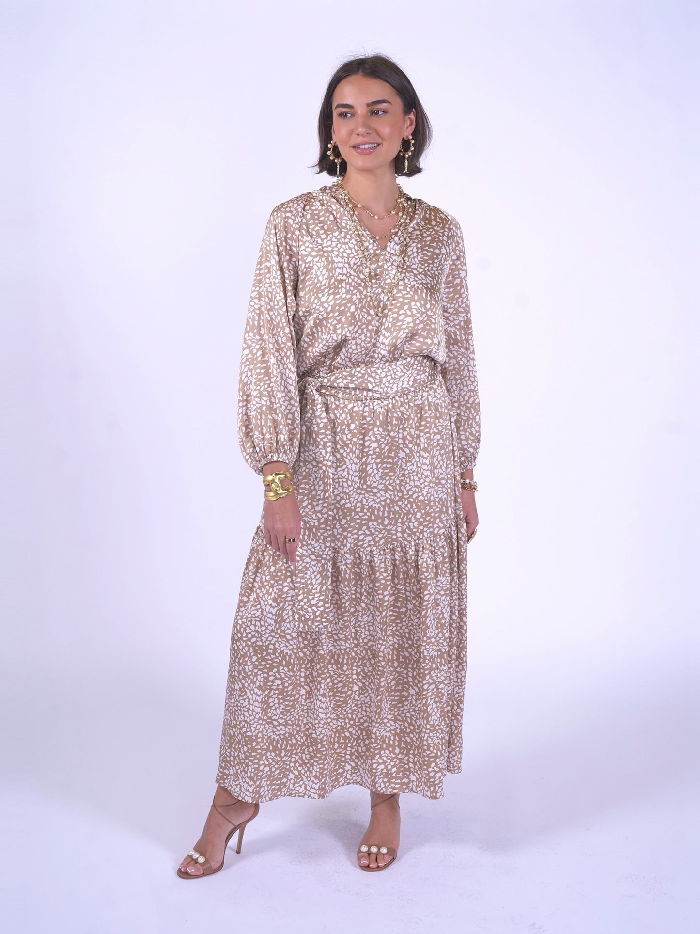 'MONACO' DRESS SNOW LEOPARD