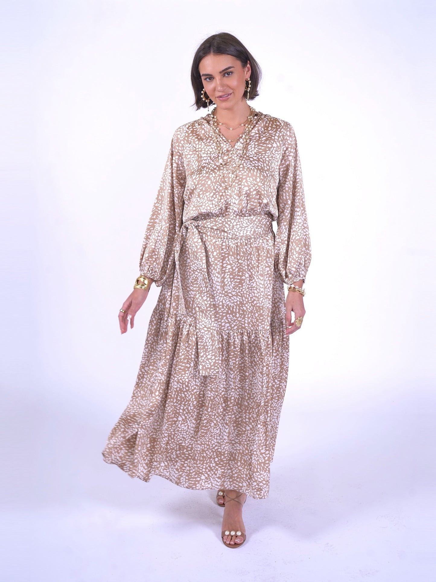 'MONACO' DRESS SNOW LEOPARD