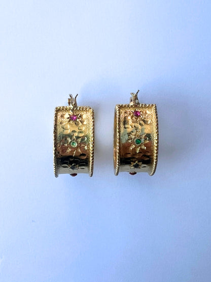 MULTI STONE HOOP EARRINGS
