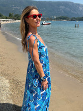 Load image into Gallery viewer, &quot;BEACH TO BAR&quot; DRESS IN BLUE BANANA LEAF
