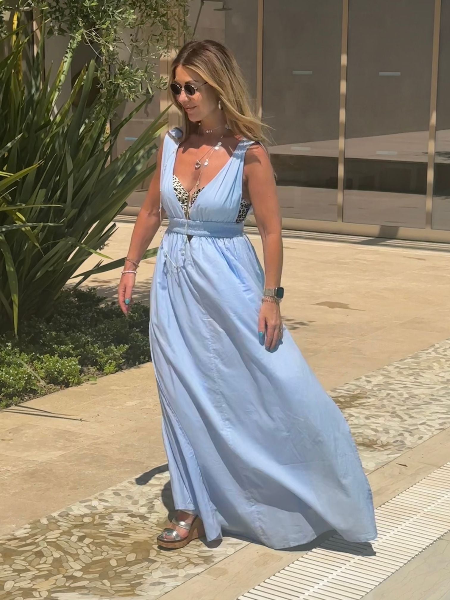 Sky blue maxi dress uk Clearance