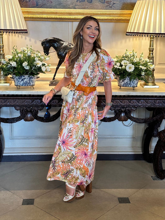 ‘LUCY’ DRESS IN BRIGHT PALM