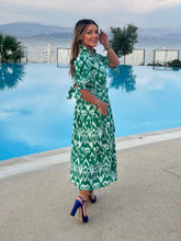 Load image into Gallery viewer, ‘FAITH’ SHIRTDRESS IN GREEN IKAT
