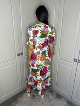 Load image into Gallery viewer, &quot;CHERISH&quot; SHIRTDRESS WHITE EXOTIC FLOWER
