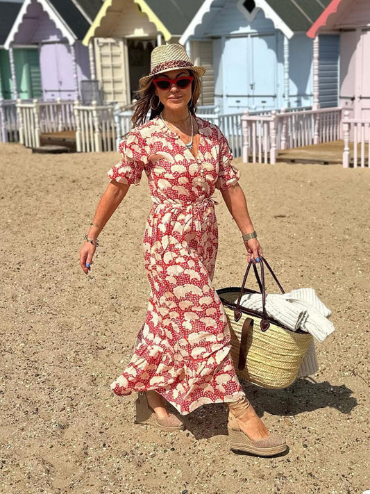 'CHERISH' SHIRTDRESS RED HYDRANGEA