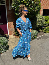 Load image into Gallery viewer, ‘GRACE V-DRESS’ IN BLUE BANANA LEAF (MIDI)
