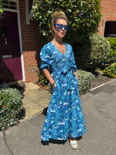 Load image into Gallery viewer, ‘GRACE V-DRESS’ IN BLUE BANANA LEAF (MIDI)
