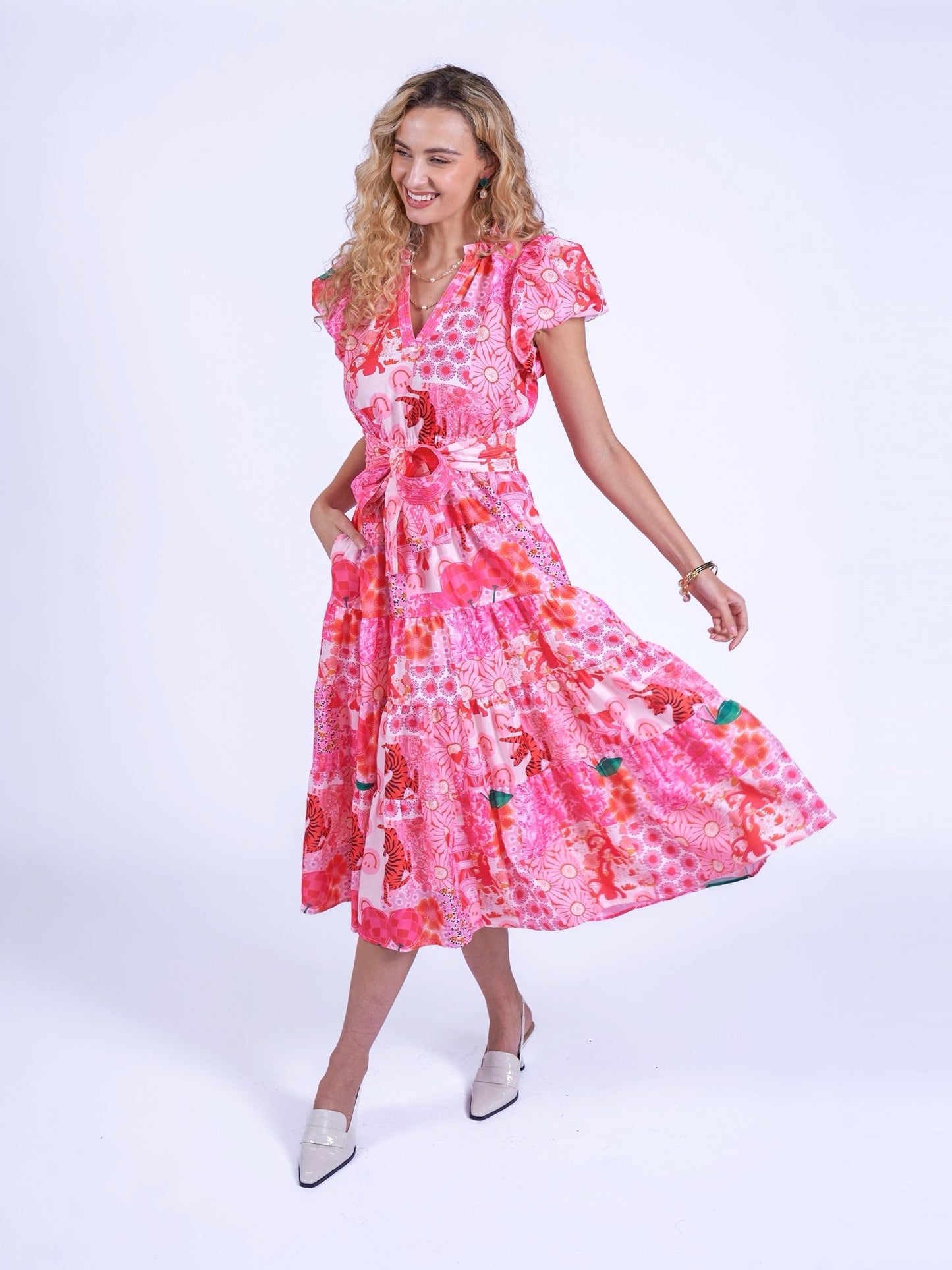 'NIECE' DRESS IN PINK PATCH