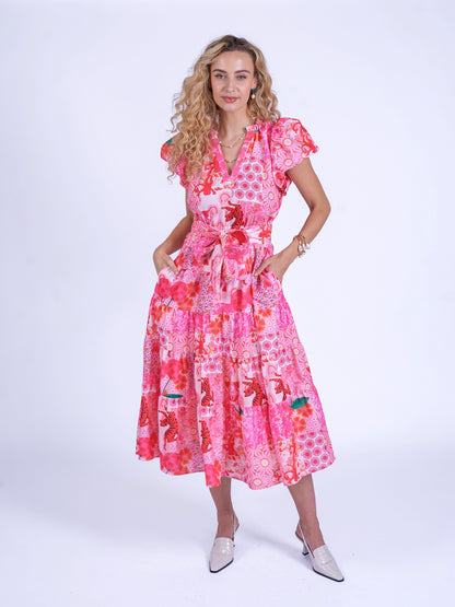 'NIECE' DRESS IN PINK PATCH