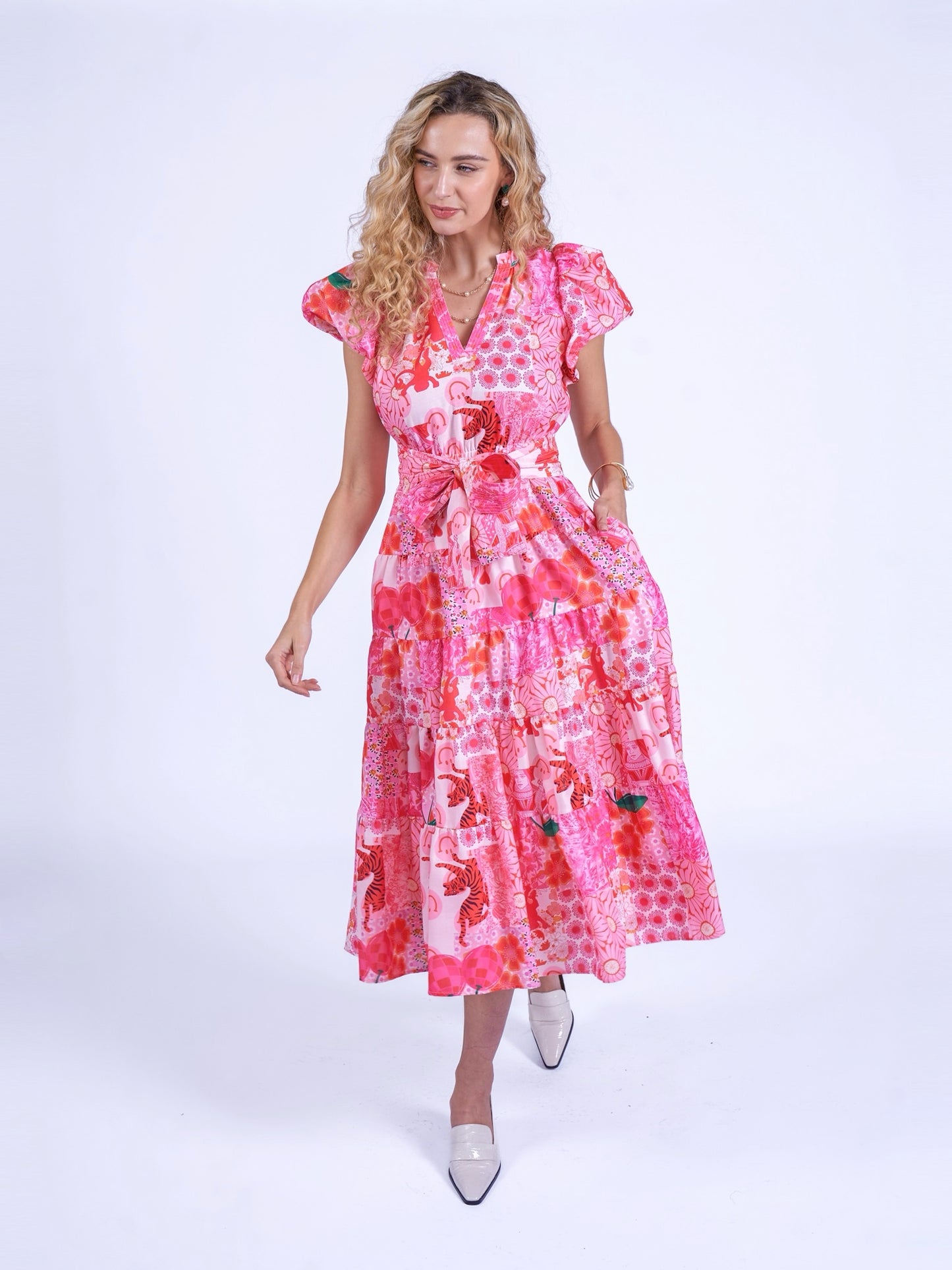 'NIECE' DRESS IN PINK PATCH