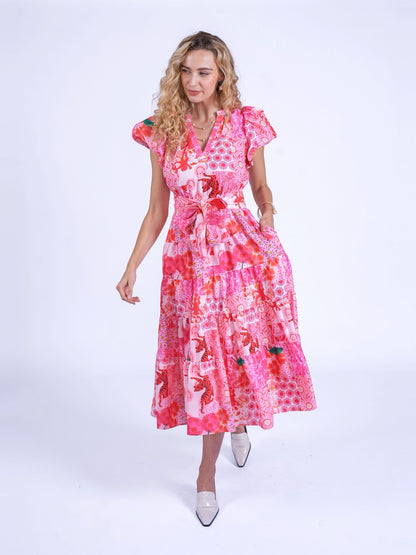 'NIECE' DRESS IN PINK PATCH