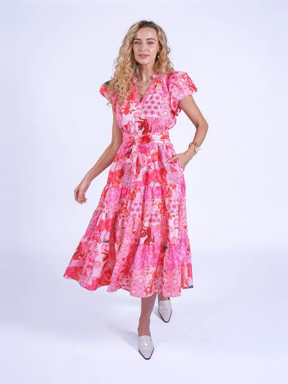 'NIECE' DRESS IN PINK PATCH