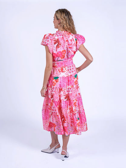'NIECE' DRESS IN PINK PATCH