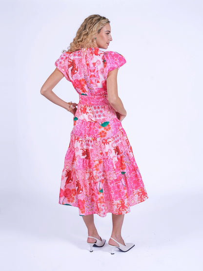 'NIECE' DRESS IN PINK PATCH