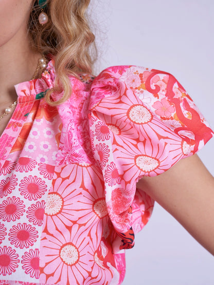 'NIECE' DRESS IN PINK PATCH