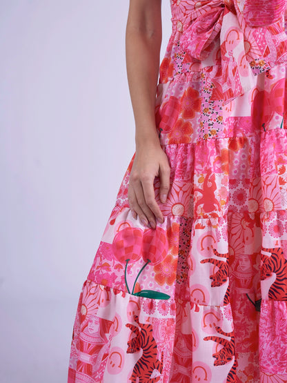 'NIECE' DRESS IN PINK PATCH