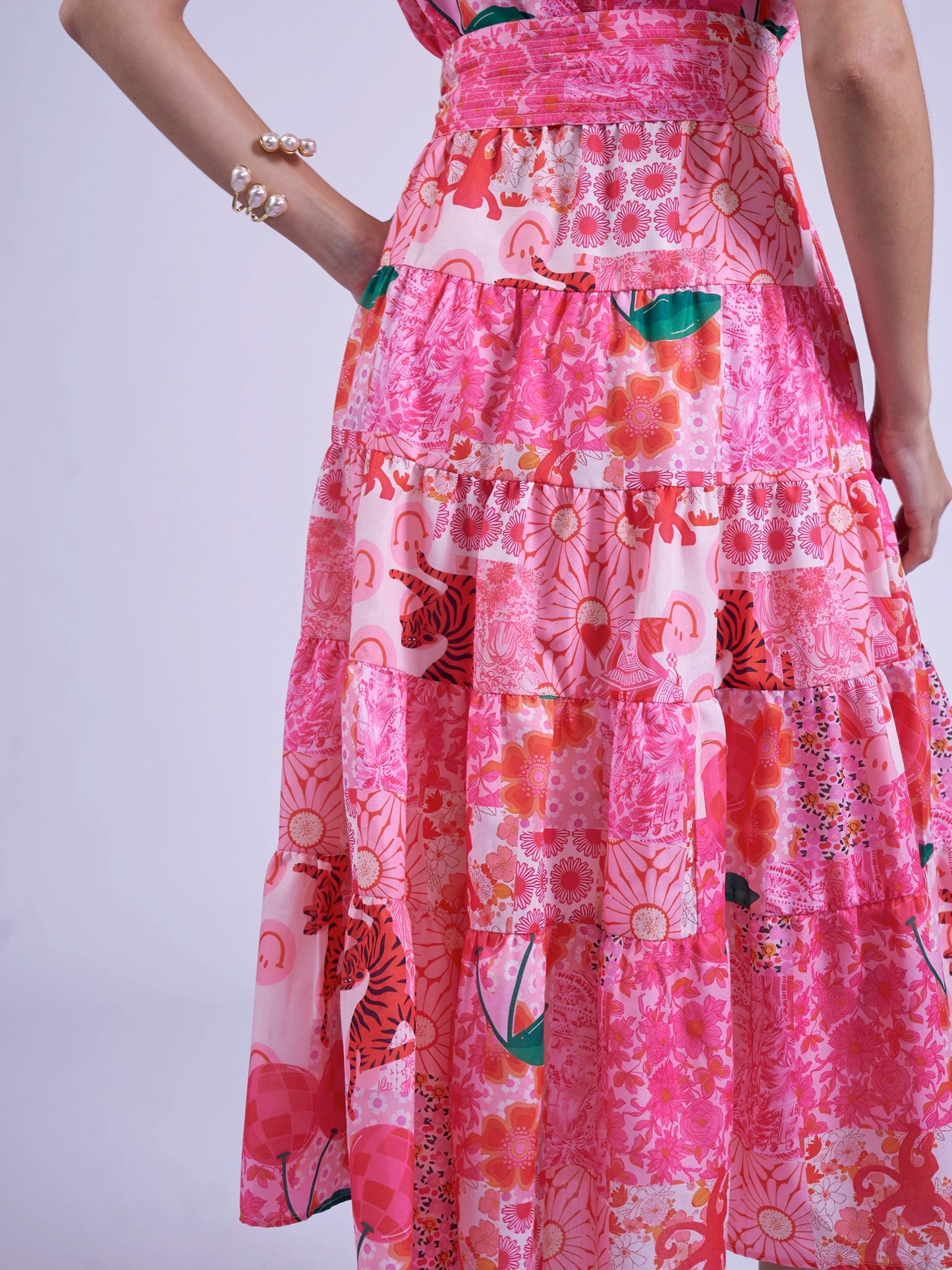 'NIECE' DRESS IN PINK PATCH