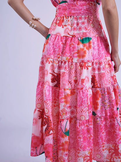 'NIECE' DRESS IN PINK PATCH