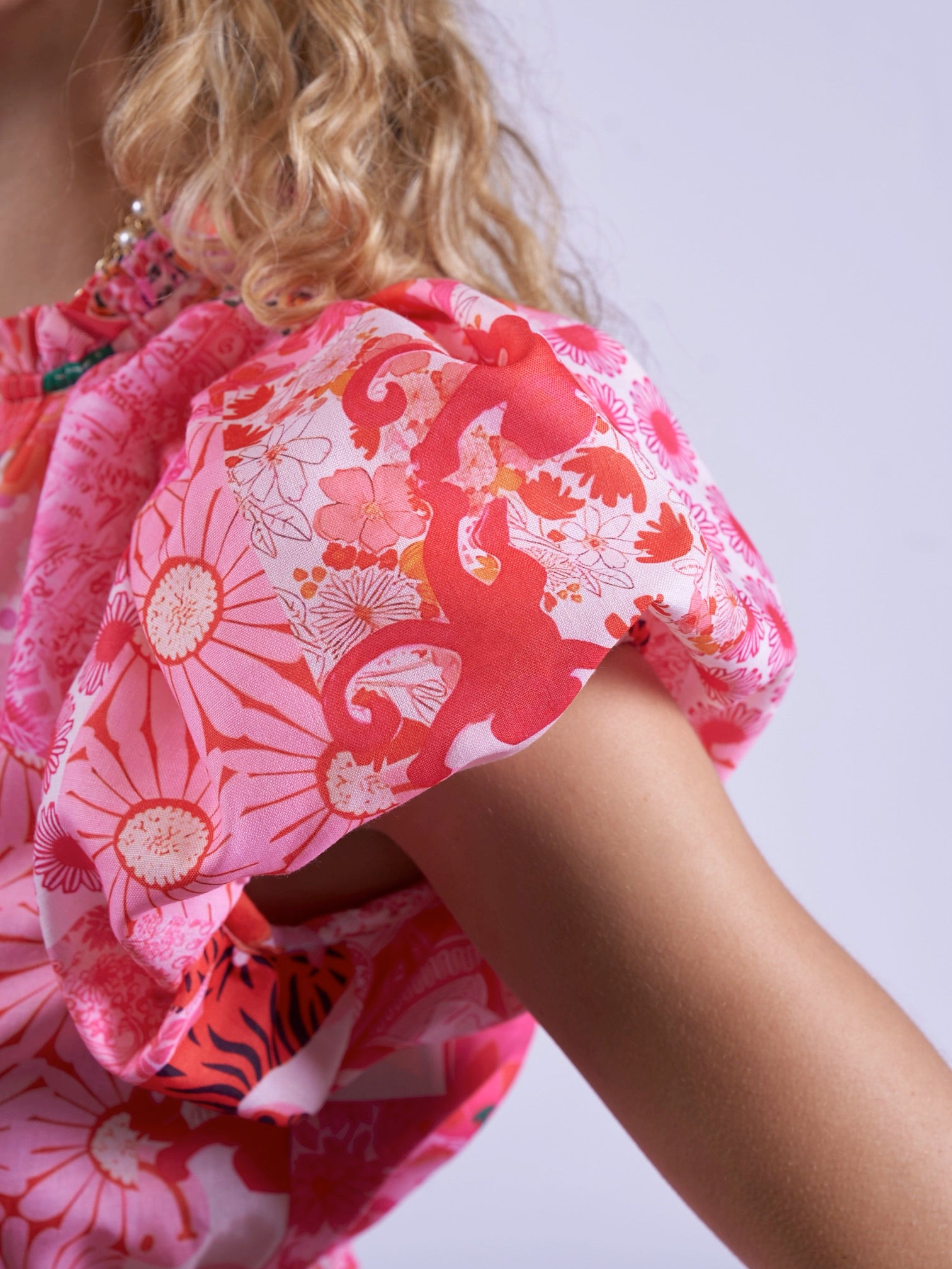 pink patch dress Pink Botanic Patch Floral Strapless Maxi Liberty Dress XS