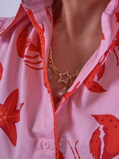 'PADDINGTON' BLOUSE IN LOBSTER & STARFISH