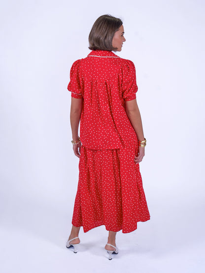 'PADDINGTON' SKIRT IN RED POLKA DOT