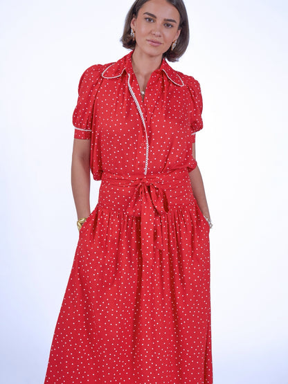 'PADDINGTON' SKIRT IN RED POLKA DOT