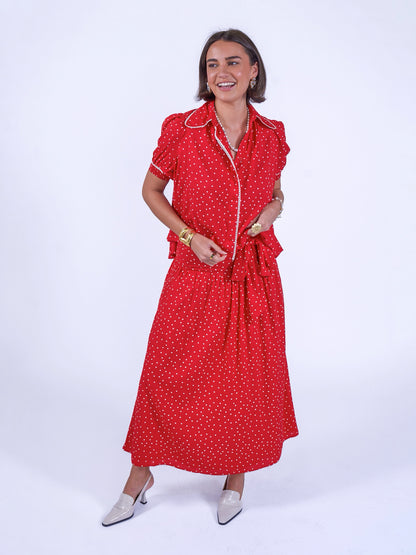 'PADDINGTON' SKIRT IN RED POLKA DOT