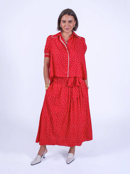 'PADDINGTON' SKIRT IN RED POLKA DOT