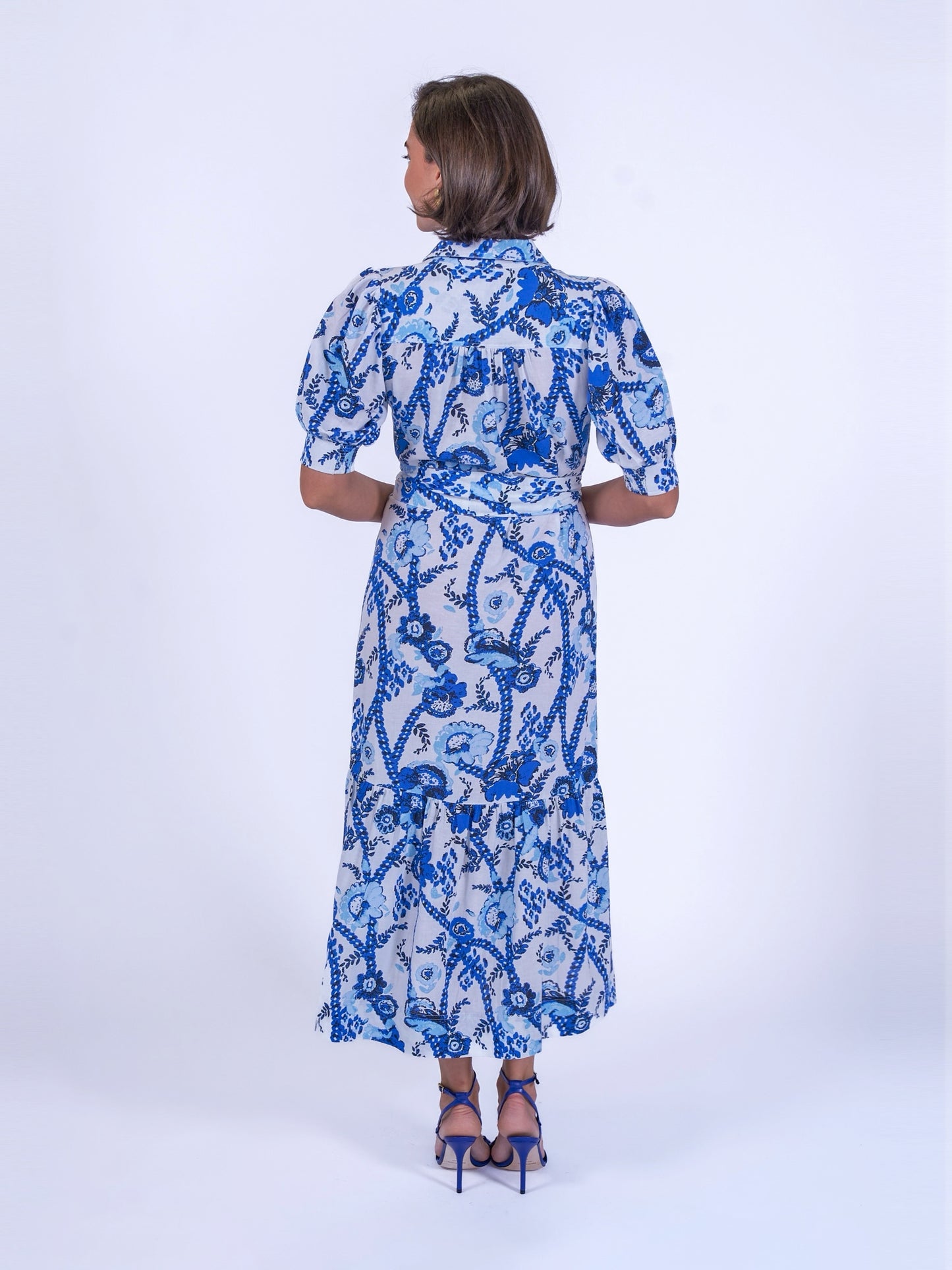 'SAFARI' DRESS IN BOTANICAL BLUE