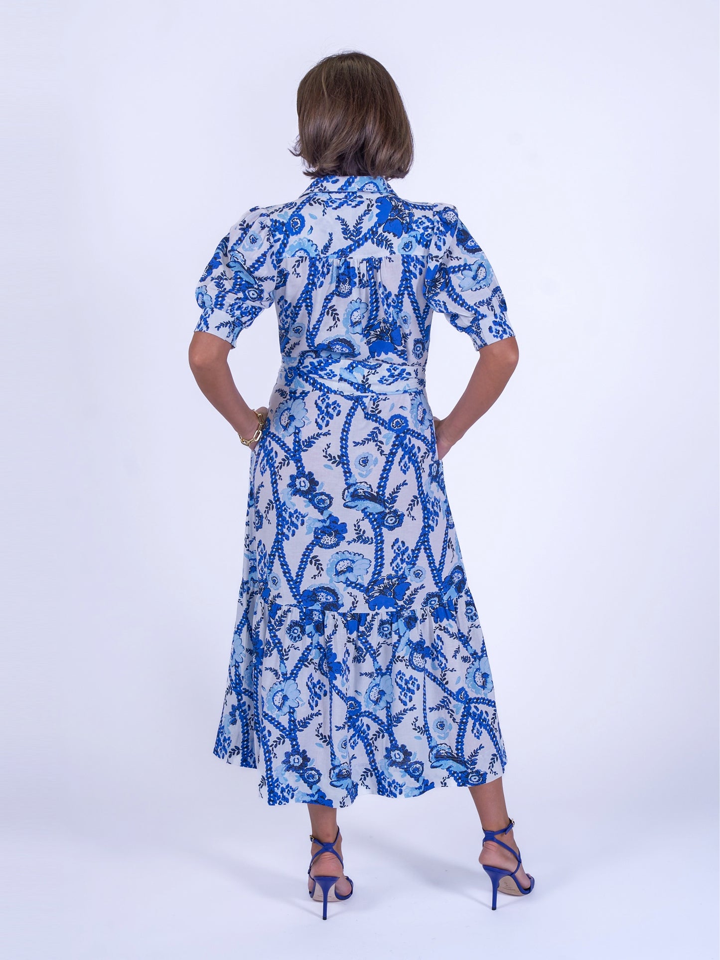 'SAFARI' DRESS IN BOTANICAL BLUE