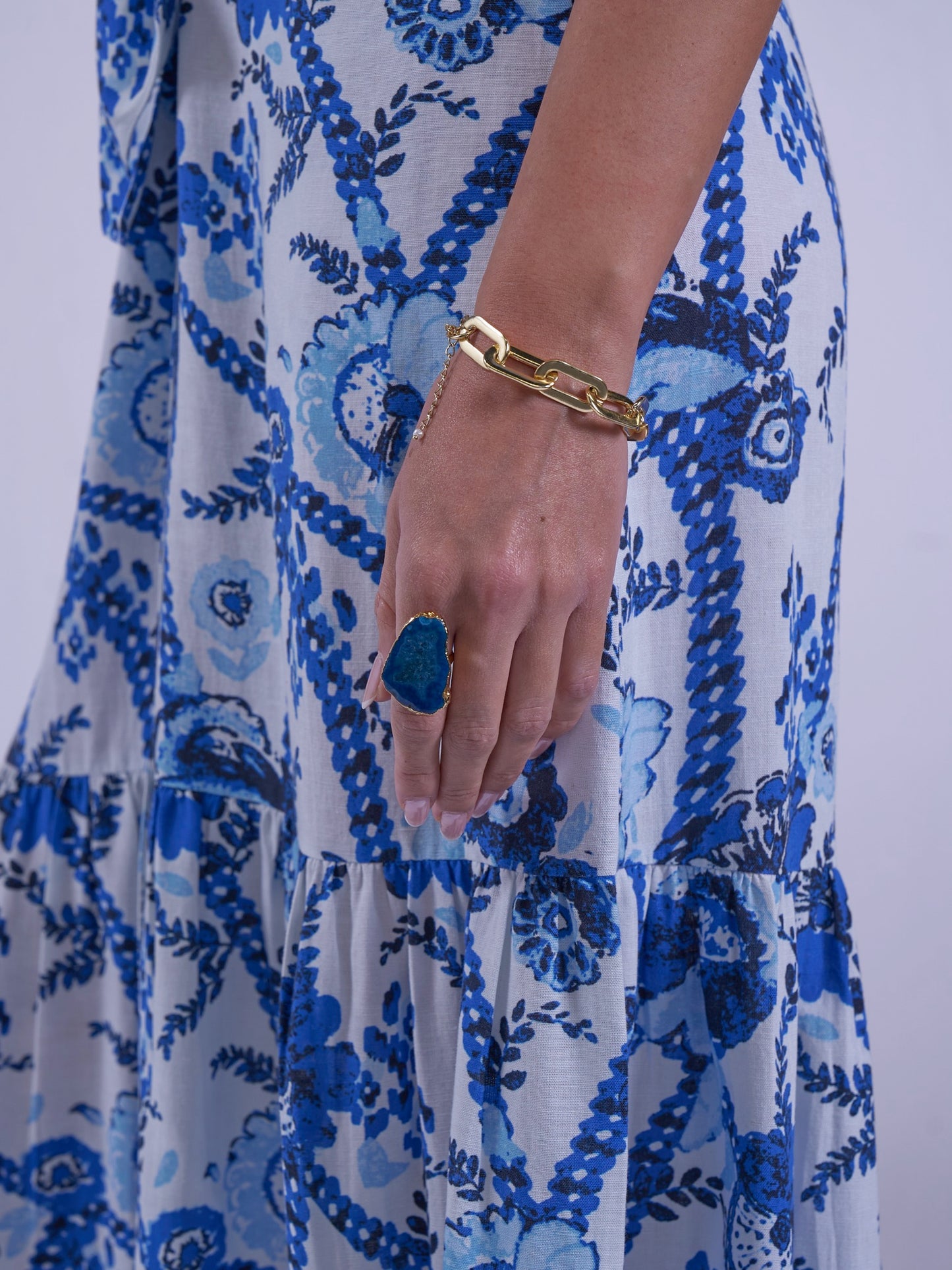 'SAFARI' DRESS IN BOTANICAL BLUE