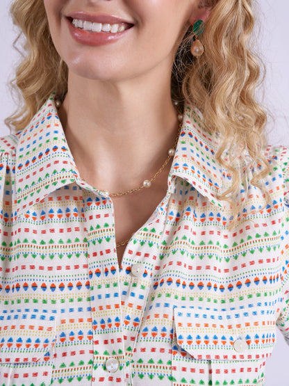 'SAFARI' SHIRT DRESS IN AZTEC MULTI