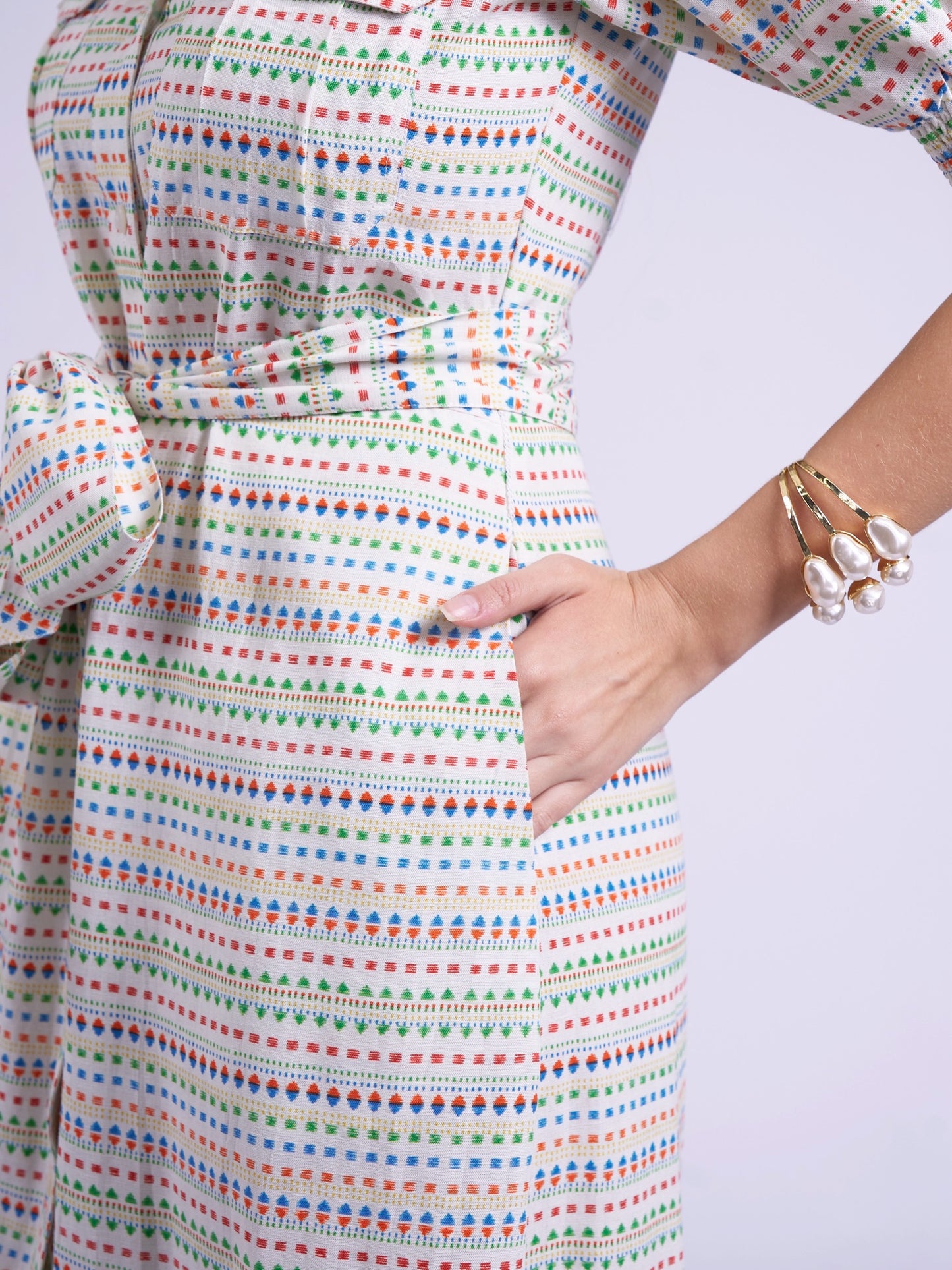'SAFARI' SHIRT DRESS IN AZTEC MULTI