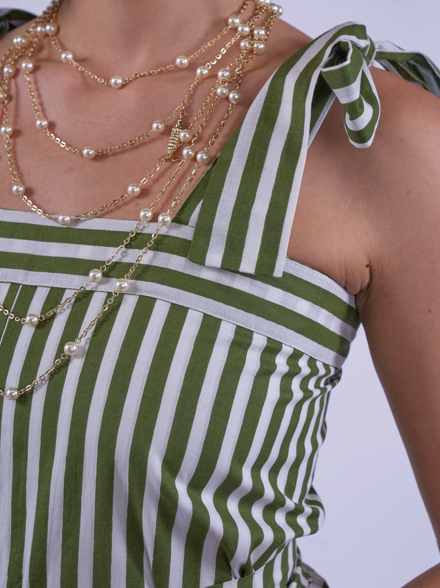 'SHELLY' BEACH DRESS IN OLIVE STRIPE