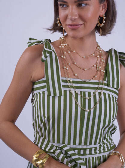 'SHELLY' BEACH DRESS IN OLIVE STRIPE
