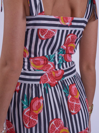 'SHELLY BEACH' DRESS IN POMEGRANATE STRIPE