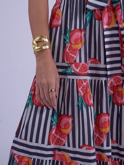 'SHELLY BEACH' DRESS IN POMEGRANATE STRIPE