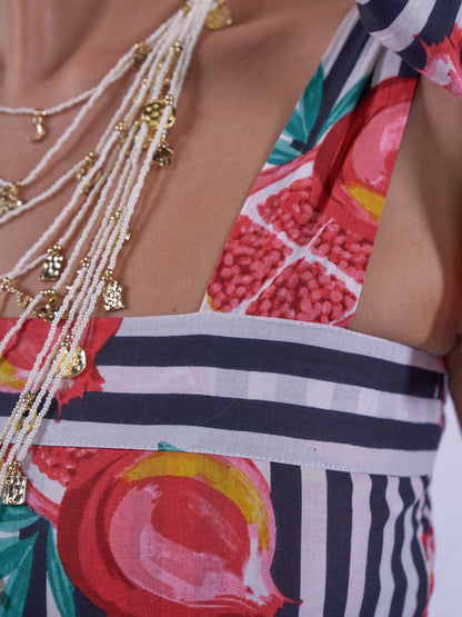 'SHELLY BEACH' DRESS IN POMEGRANATE STRIPE