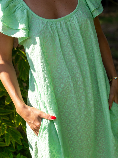 ‘SOUL’ BRODERIE ANGLAISE DRESS IN MOJITO